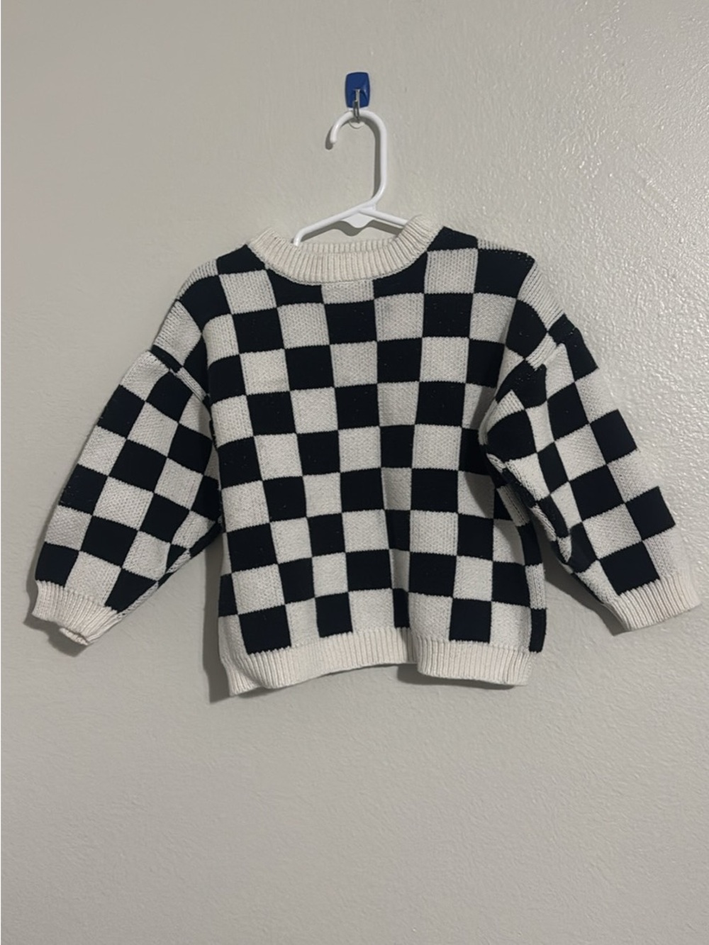 Checkerboard Crewneck Sweater - Black & White